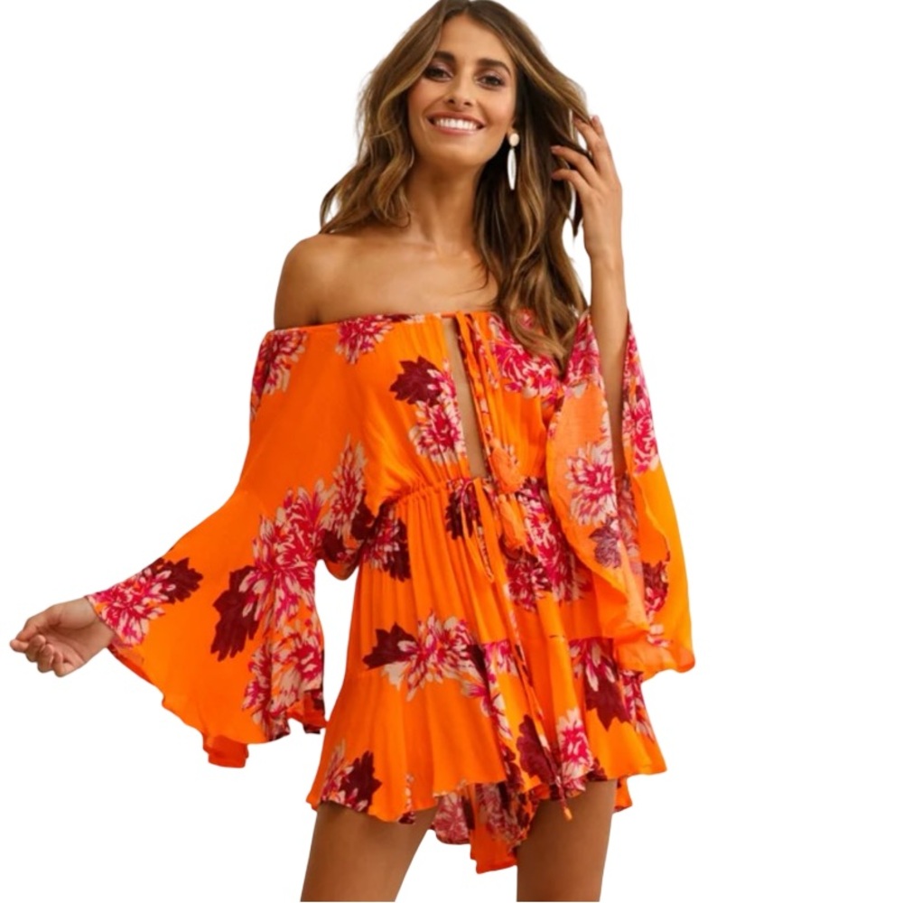 Military Hippie Floral Boho Romper